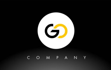 Siyah ve Sarı GO Logosu. Harf Tasarım Vektörü.