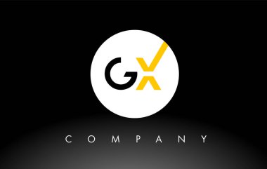 Siyah ve Sarı GX logosu. Harf Tasarım Vektörü.