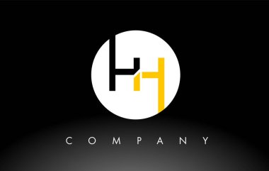 Siyah ve Sarı HH logosu. Harf Tasarım Vektörü.
