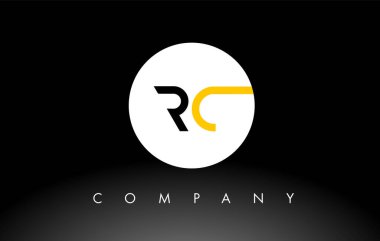 Siyah ve Sarı RC logosu. Harf Tasarım Vektörü.