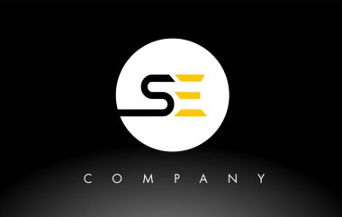 Siyah ve Sarı SE logosu. Harf Tasarım Vektörü.