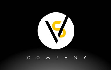 Siyah ve Sarı SV logosu. Harf Tasarım Vektörü.