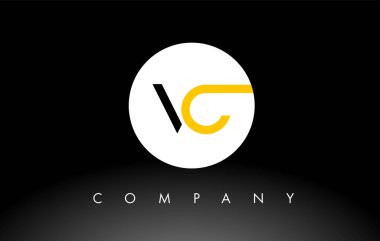 Siyah ve Sarı VC logosu. Harf Tasarım Vektörü.
