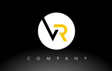 Siyah ve Sarı VR logosu. Harf Tasarım Vektörü.