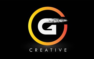 Dairesel Beyaz G Fırça Harf Logosu Tasarımı. Yaratıcı Fırça Harfleri Simgesi logosu.