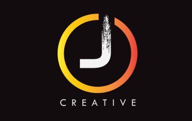 Dairesel Beyaz Fırça Harf Logosu Tasarımı. Yaratıcı Fırça Harfleri Simgesi logosu.