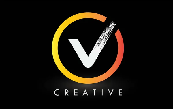 Circular White Brush Letter Logó Tervezés Creative Brushed Letters Ikon — Stock Vector