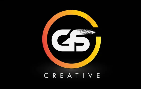 Circular White Brush Letter Logo Design Creative Brushed Letters Icon — Stock Vector