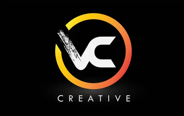 Okrągły Biały Szczotka List Logo Design Kreatywne Szczotkowane Litery Ikona — Wektor stockowy