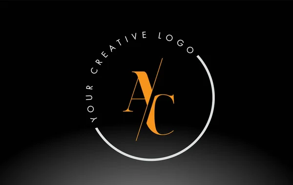 Orange Serif Lettre Logo Design Avec Coupe Créative Recoupée — Image vectorielle