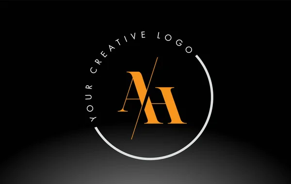 Orange Serif Letter Logo Design Creative Intersected Cut — 스톡 벡터