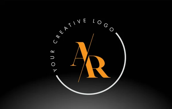 Orange Serif Letter Logo Design Creative Intersected Cut — 스톡 벡터