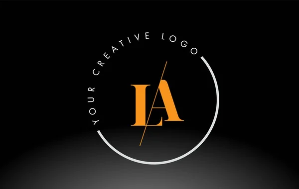 Orange Serif Letter Logo Design Creative Intersected Cut — 스톡 벡터