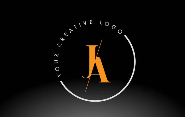 Orange Serif Letter Logo Design Creative Intersected Cut — Stockový vektor