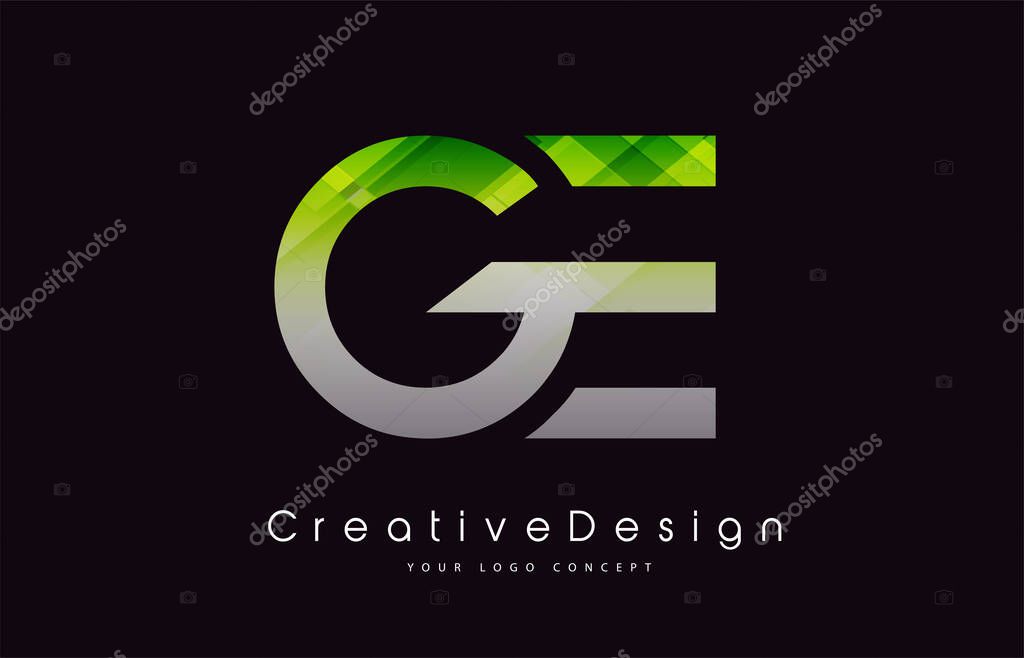 GE Letter Logo Design. Green Texture Creative Icon Modern Letters Vector Logo.