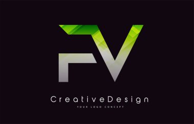 FV Mektup Logosu Tasarımı. Yeşil Doku Yaratıcı Simge Modern Harfler Vektör Logosu.