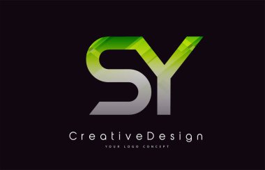 SY Mektup Logosu Tasarımı. Yeşil Doku Yaratıcı Simge Modern Harfler Vektör Logosu.