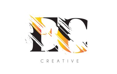 Siyah ve Sarı AK Harf Logosu ve Klasik Grundge Çizim Tasarımı. Yok Edilen Harf Simgesi Vektörü. 