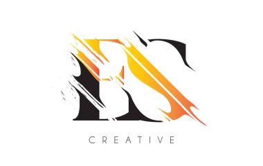 Siyah ve Sarı ES Harf Logosu ve Klasik Grundge Çizim Tasarımı. Yok Edilen Harf Simgesi Vektörü. 