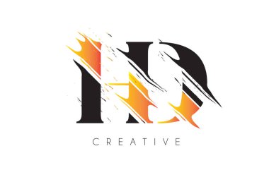 Vintage Grundge Çizim Tasarımlı Siyah ve Sarı HD Harf Logosu. Yok Edilen Harf Simgesi Vektörü. 