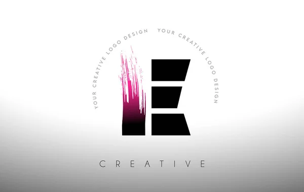 Paint Brush Lettre Logo Design Avec Coup Pinceau Artistique Dans — Image vectorielle