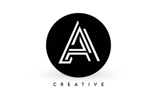 Een Logo Ontwerp Een Zwarte Cirkel Creatieve Witte Lijnen Een — Stockvector