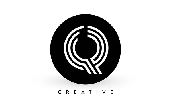 Projekt Logo Litery Czarnym Okręgu Kreatywne Białe Linie Logo Ikona — Wektor stockowy