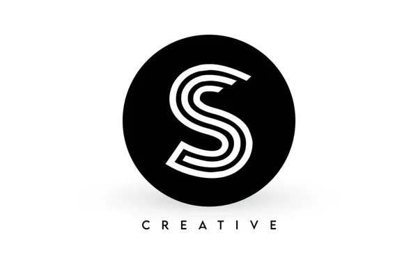 Design Logotipo Carta Círculo Preto Linhas Brancas Criativas Uma Carta — Vetor de Stock