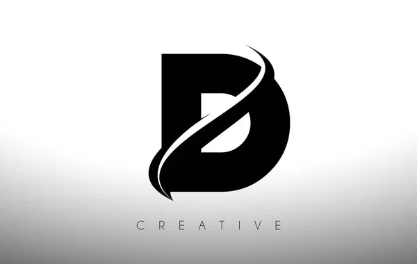 Swoosh Letter Cut Logo Design Black Swoosh Creative Icon Logo — стоковий вектор