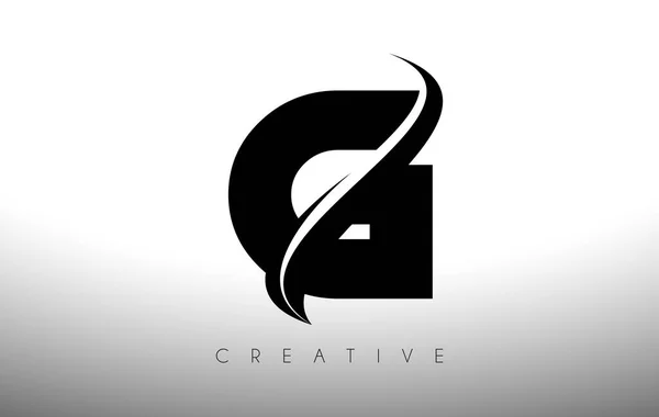 Swoosh Lettre Coupe Logo Design Avec Swoosh Noir Créatif Icône — Image vectorielle