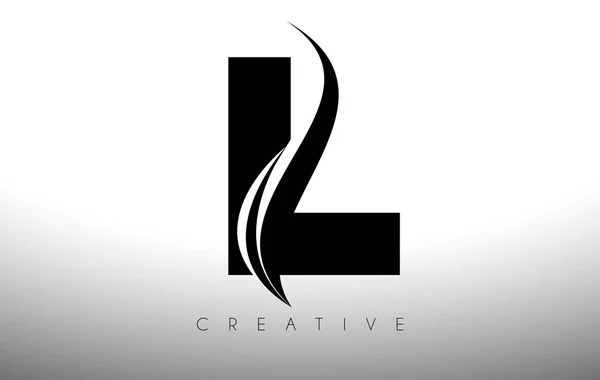Swoosh Lettre Coupé Logo Design Avec Noir Swoosh Créatif Icône — Image vectorielle