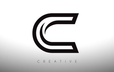 Swoosh Yaratıcı Çizgiler ve Monogram Görünüm Vektörlü C Harfi Logosu