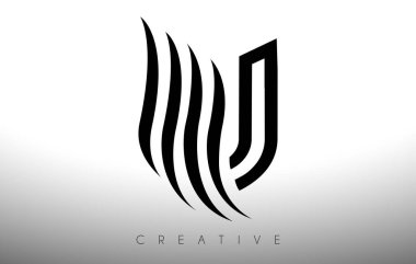 Swoosh Yaratıcı Çizgiler ve Monogram Görünüm Vektörlü U Harfi Logosu