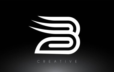 Swoosh Yaratıcı Çizgiler ve Monogram Görünüm Vektörlü B Harfi Logosu