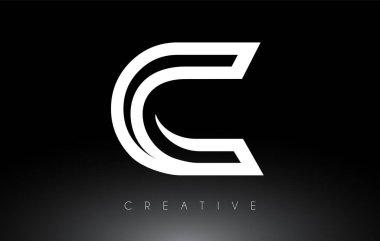 Swoosh Yaratıcı Çizgiler ve Monogram Görünüm Vektörlü C Harfi Logosu