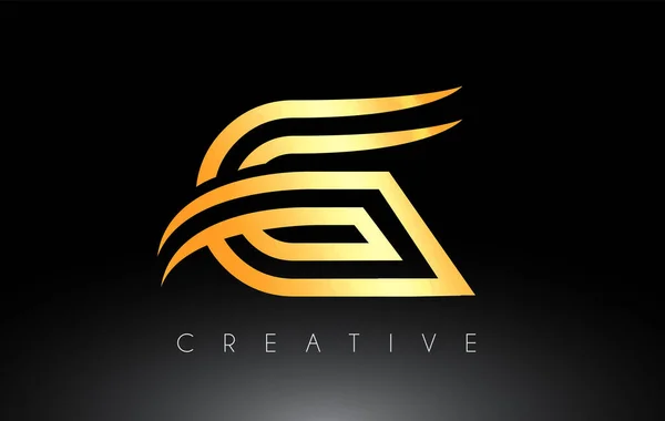 Logo Lettre Doré Avec Lignes Créatives Vecteur Look Monogramme — Image vectorielle