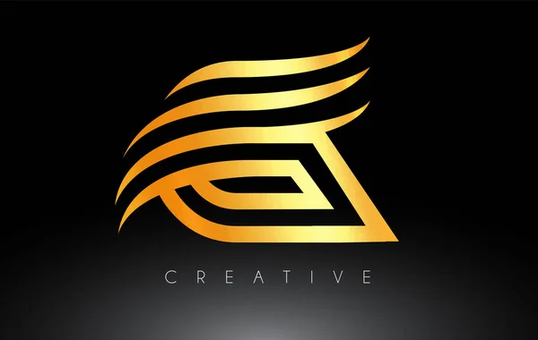 Golden Letter Logo Swoosh Creative Lines Monogram Look Vector — 스톡 벡터