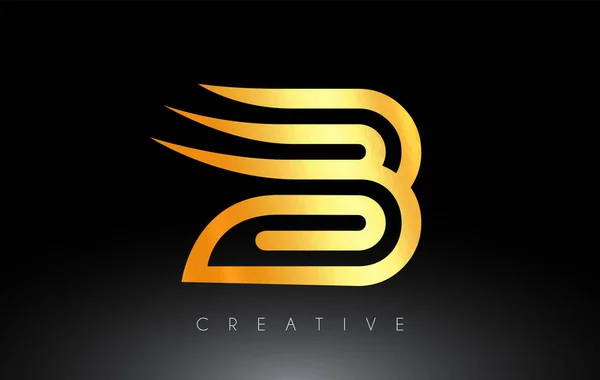 Golden Letter Logo Swoosh Creative Lines Monogram Look Vector — 스톡 벡터