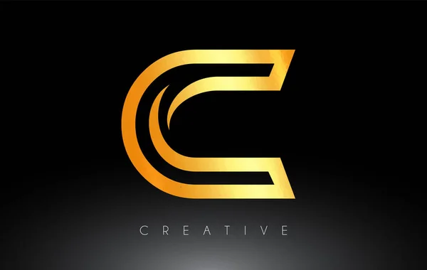 Golden Letter Logo Swoosh Creative Lines Monogram Look Vector — Stock Vector