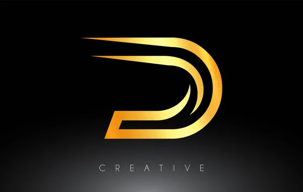 Golden Letter Logo Swoosh Creative Lines Monogram Look Vector — стоковий вектор