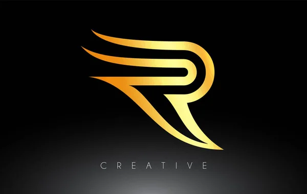 Logotipo Letra Dourada Com Swoosh Linhas Criativas Monograma Look Vector —  Vetores de Stock
