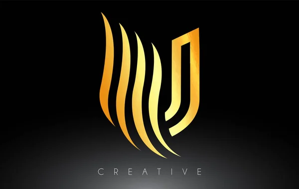 Golden Letter Logo Swoosh Creative Lines Monogram Look Vector — стоковий вектор