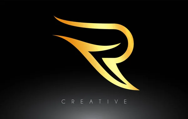 Logo Golden Letter Avec Lignes Créatives Swoosh Vecteur Look Monogramme — Image vectorielle