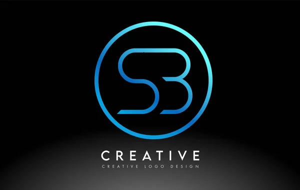 Neon Blue Letters Logo Design Slim Concepto Carta Limpia Simple — Vector de stock