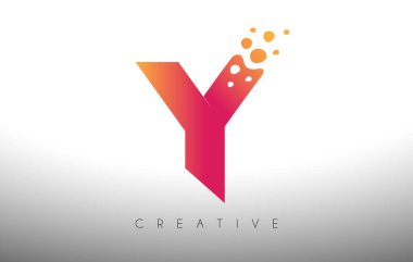 Y Noktaları Harf Logosu Tasarımı Yaratıcı Sanatsal Baloncuk Kesimi Mor Renk Vektörü