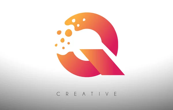 創造的な芸術バブルカットとQドット文字のロゴデザインパープルカラーベクトル — ストックベクタ