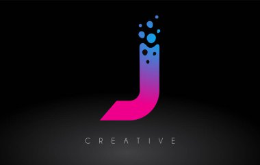 Yaratıcı Sanatsal Baloncuk Kesimi Mor Renk Vektörüyle J Noktaları Harf Logosu Tasarımı