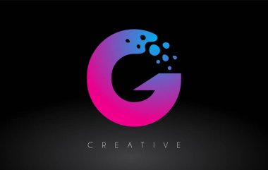 G Noktaları Harf Logosu Tasarımı Yaratıcı Sanatsal Kabarcık Kesimi Mavi Mor Renk Vektörü