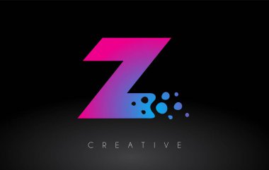 Z Noktaları Harf Logosu Tasarımı Yaratıcı Sanatsal Kabarcık Kesimi Mavi Mor Renk Vektörü