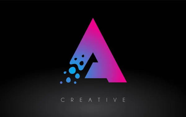 Pots Lettre Logo Design Avec Bulle Artistique Créative Coupé Bleu — Image vectorielle
